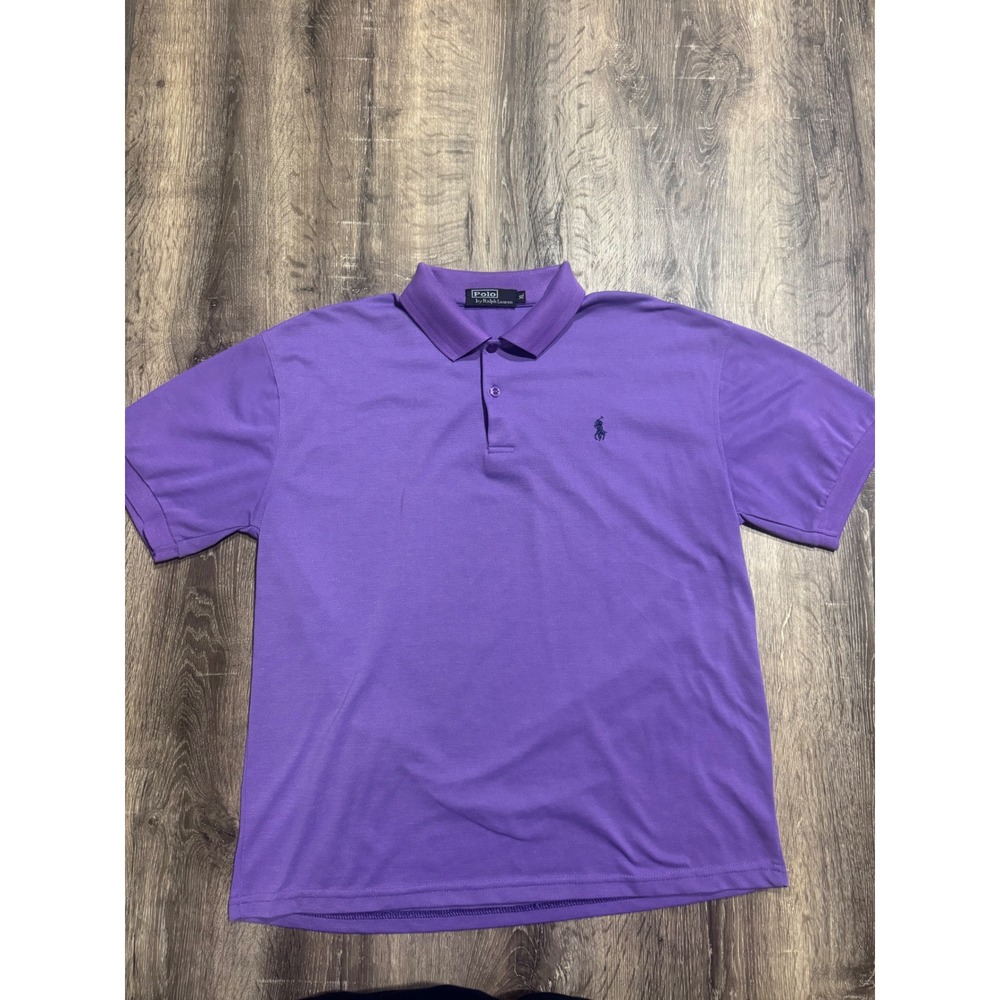 Polo Ralph Lauren Mens XL Purple Short Sleeve Pique Cotton Polo Shirt Pony Logo